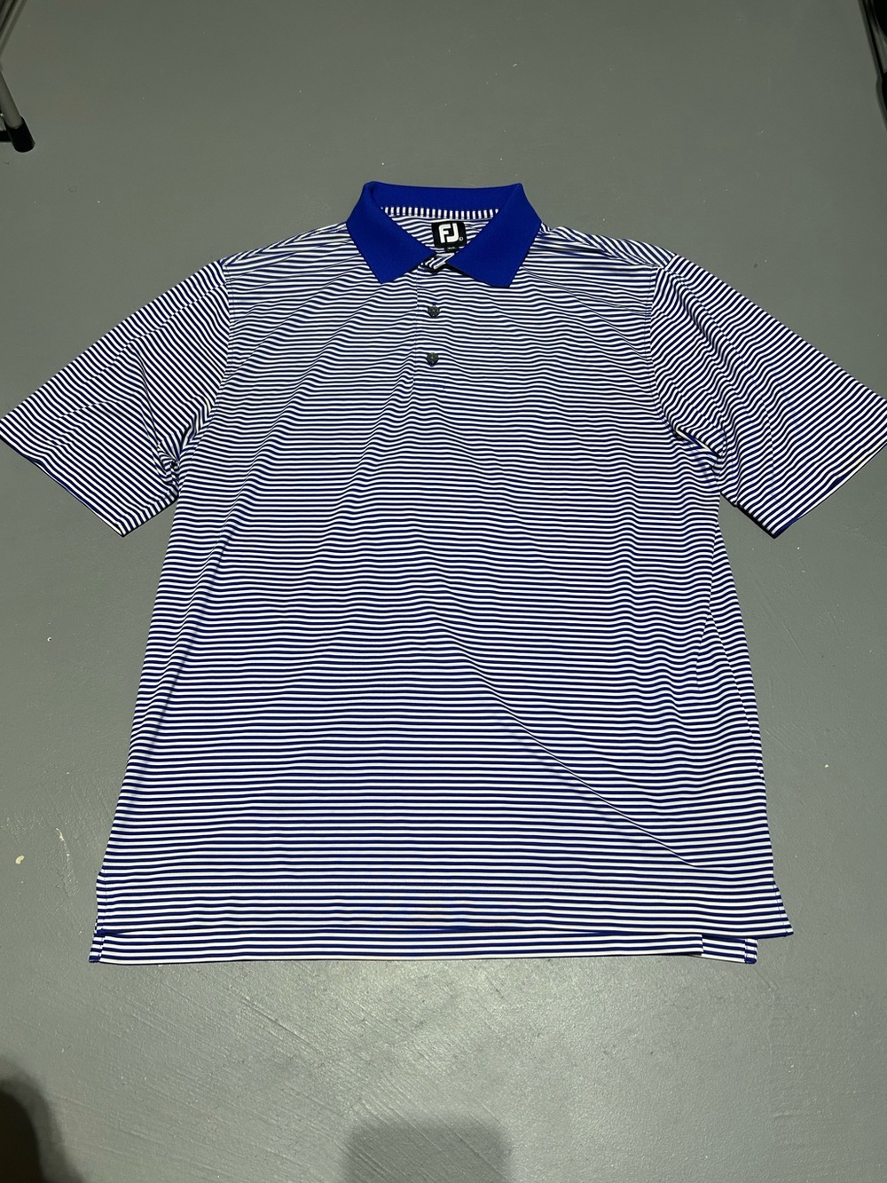 FootJoy Blue and White Striped Performance Golf Polo Shirt (Men’s Size Large)